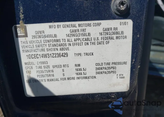 1GCEC14W31Z236429: 43191938