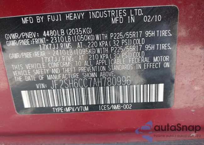 JF2SH6CC7AH780996: 43193043