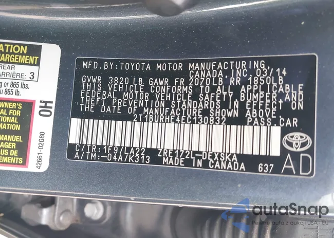 2T1BURHE4EC130832: 43193047