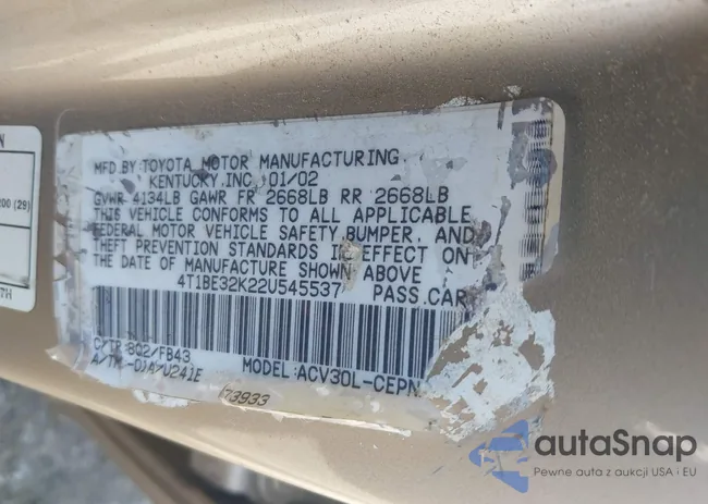 4T1BE32K22U545537: 43193069