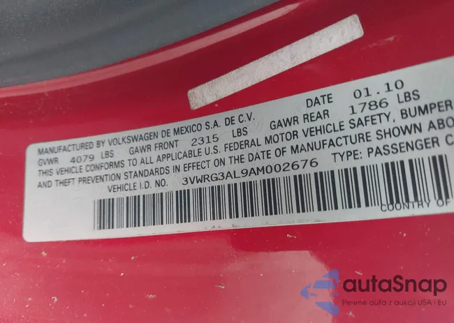 3VWRG3AL9AM002676: 43193090