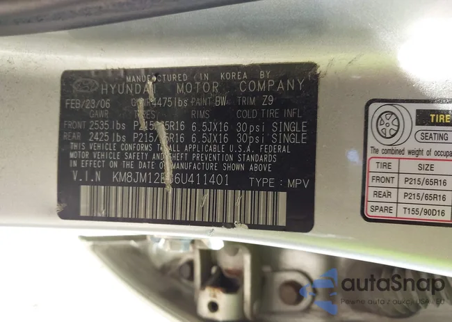 KM8JM12B86U411401: 43193101