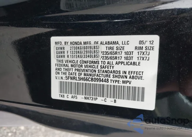 5FNRL5H66CB099448: 43193153