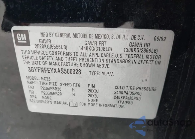 3GYFNFEYXAS500328: 43193170