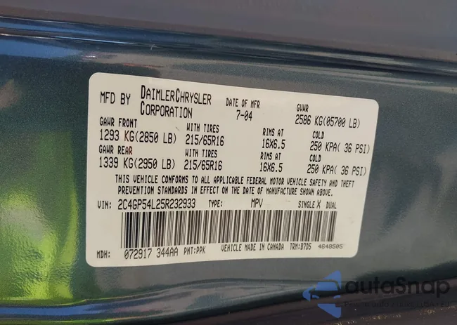 2C4GP54L25R232933: 43193175