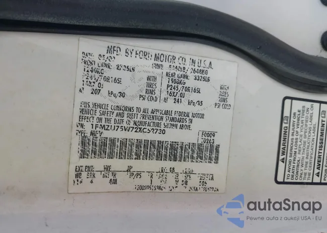 1FMZU75W72ZC52730: 43193200