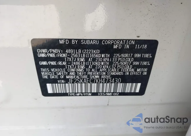 JF2SKAEC7KH473430: 43193215