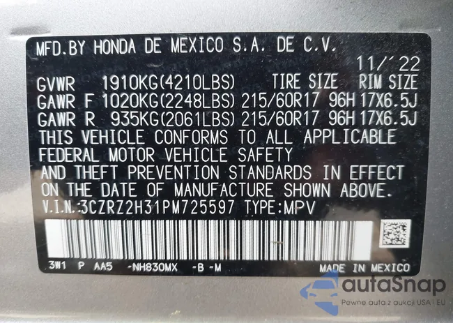 3CZRZ2H31PM725597: 43193239