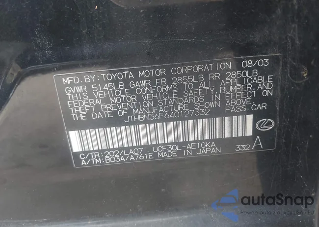 JTHBN36F640127332: 43193287