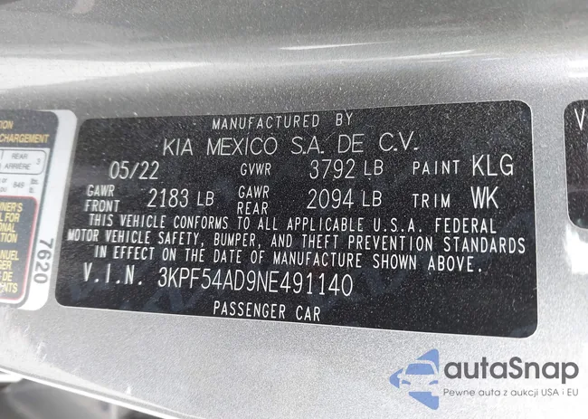 3KPF54AD9NE491140: 43193313