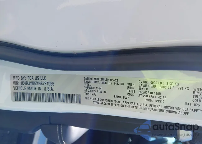 1C4RJYB6XN8721066: 43193321