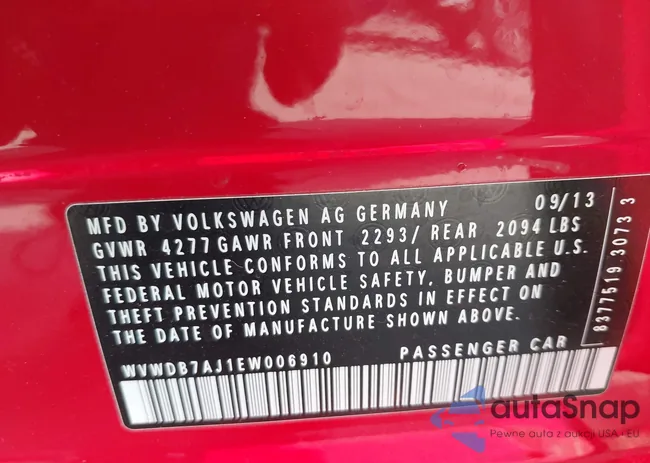 WVWDB7AJ1EW006910: 43193329