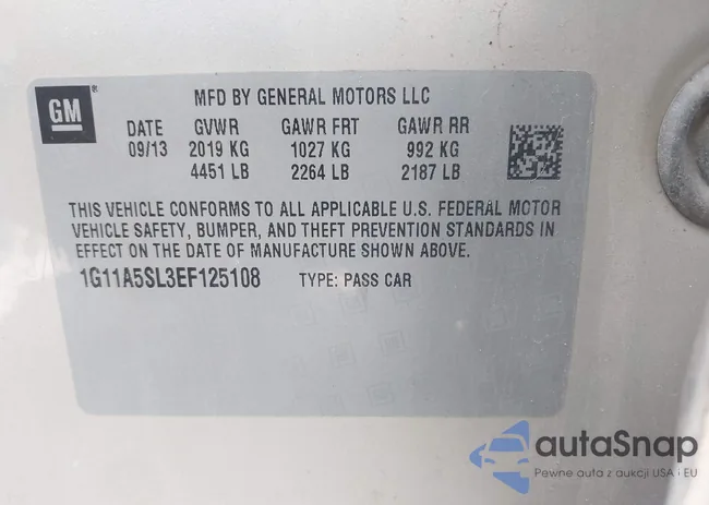 1G11A5SL3EF125108: 43193336