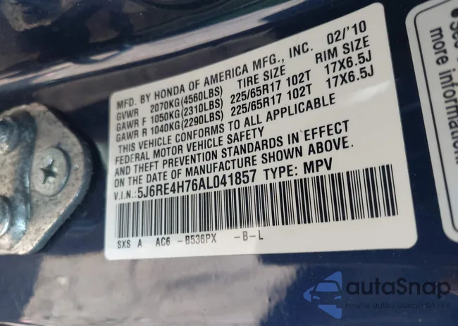 5J6RE4H76AL041857: 43193371