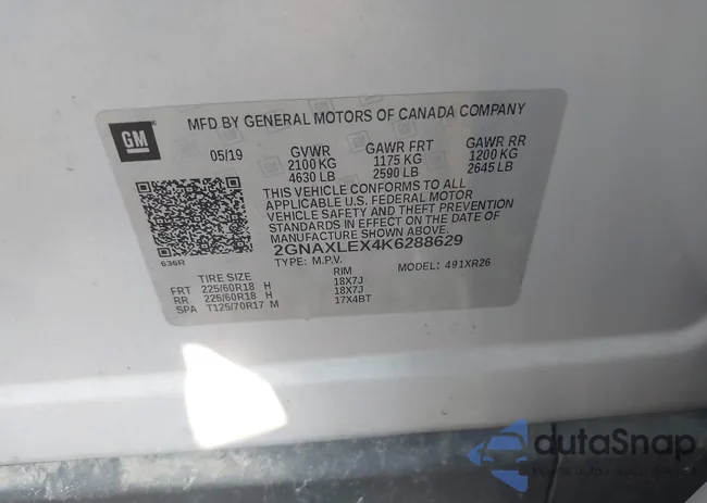 2GNAXLEX4K6288629: 43193427