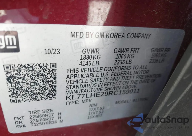 KL77LHE29RC159011: 43193460