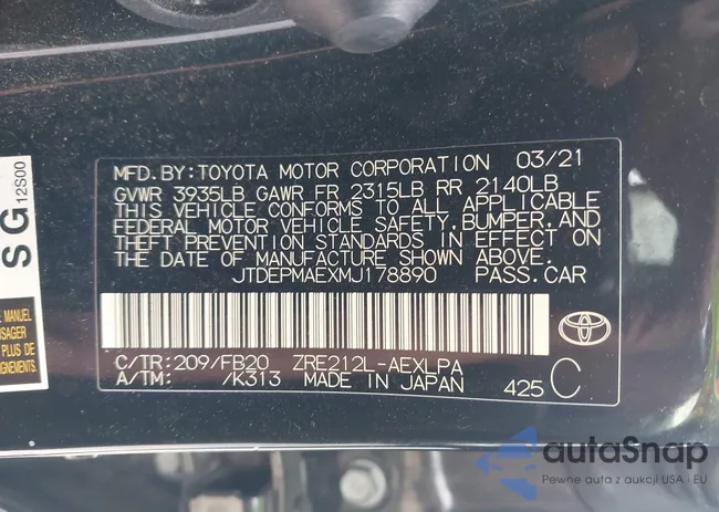 JTDEPMAEXMJ178890: 43193484