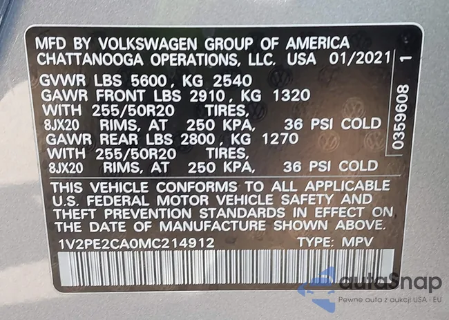 1V2PE2CA0MC214912: 43193493