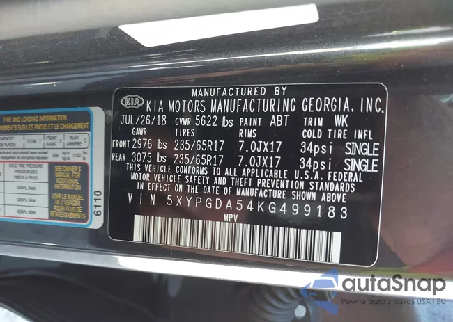 5XYPGDA54KG499183: 43193508