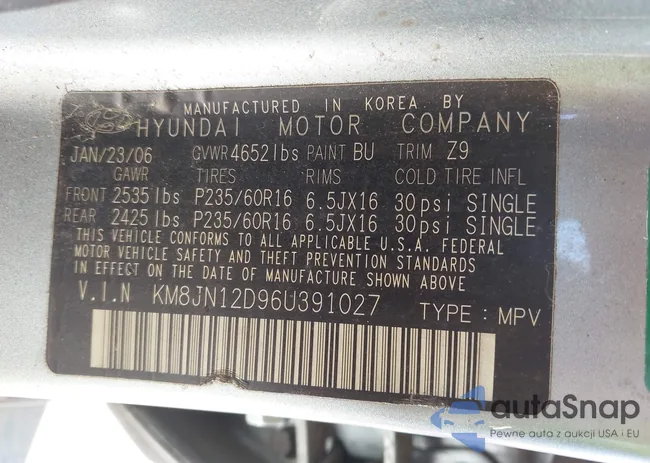 KM8JN12D96U391027: 43193515