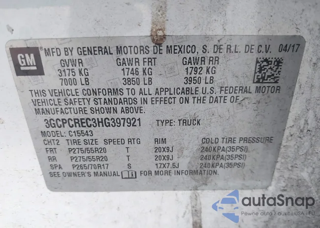 3GCPCREC3HG397921: 43192603