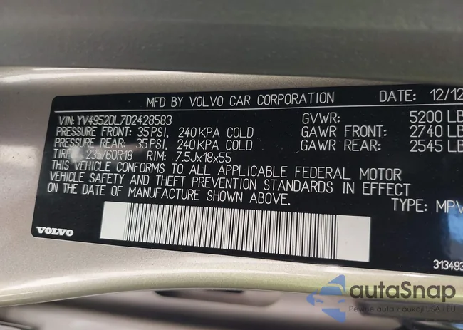 YV4952DL7D2428583: 43192622