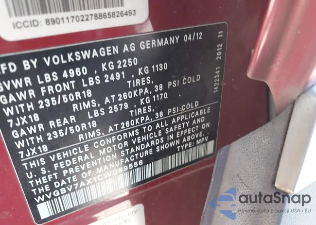 WVGBV7AX1CW089556: 43192722