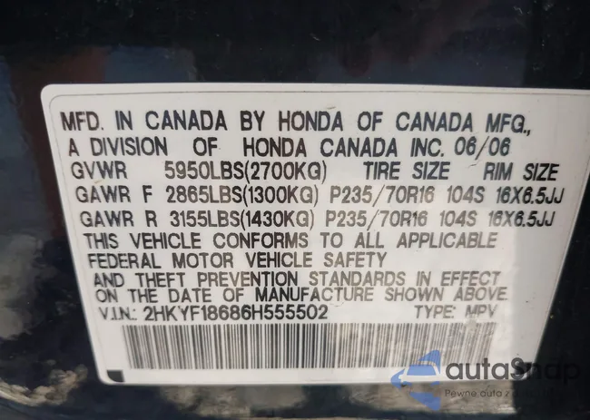 2HKYF18686H555502: 43192798