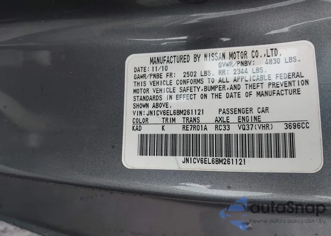 JN1CV6EL6BM261121: 43192911