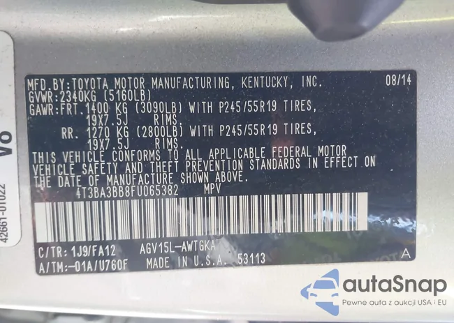 4T3BA3BB8FU065382: 43192921