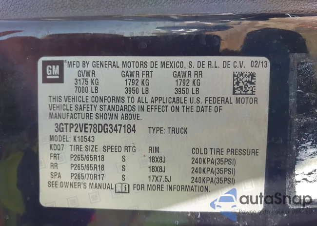 3GTP2VE78DG347184: 43192953