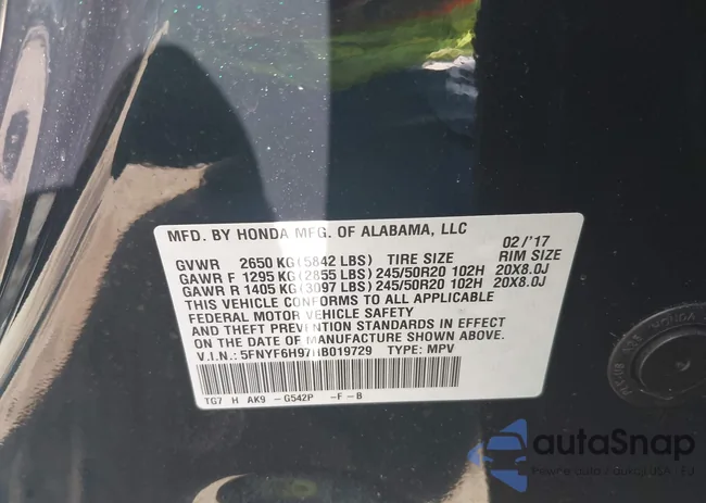 5FNYF6H97HB019729: 43194044