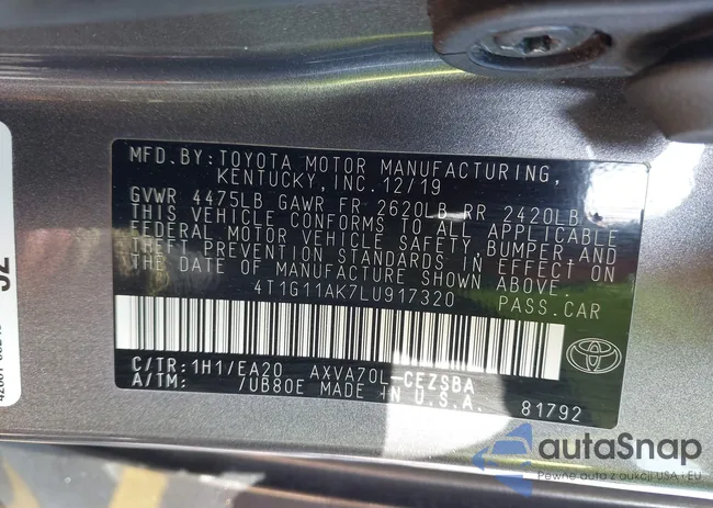 4T1G11AK7LU917320: 43194066