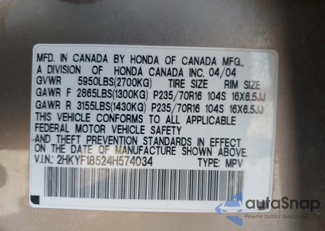 2HKYF18524H574034: 43194089