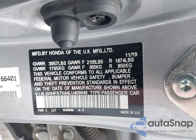 SHHFK7H44LU409949: 43194107