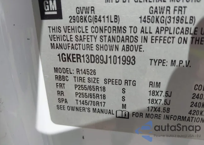 1GKER13D89J101993: 43194146