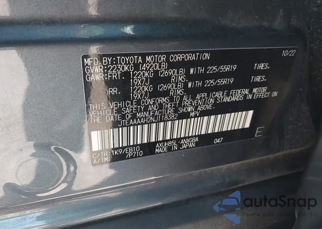 JTEAAAAH2NJ118382: 43194176