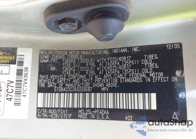 5TDBA23C36S059587: 43194201