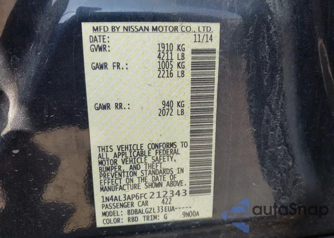 1N4AL3AP6FC212343: 43194303