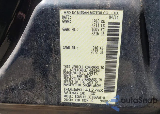 1N4AL3APXEC412768: 43194317