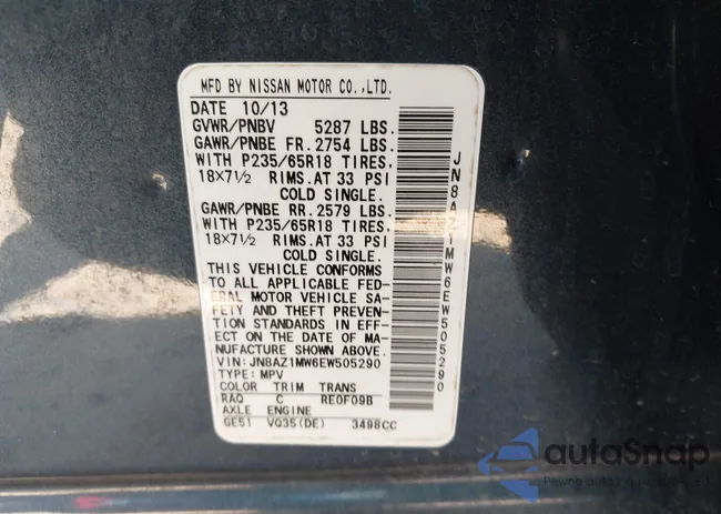 JN8AZ1MW6EW505290: 43194337