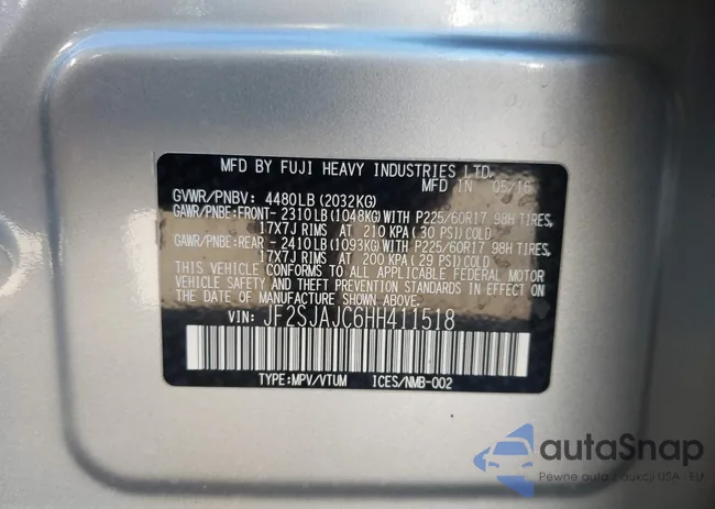 JF2SJAJC6HH411518: 43194356