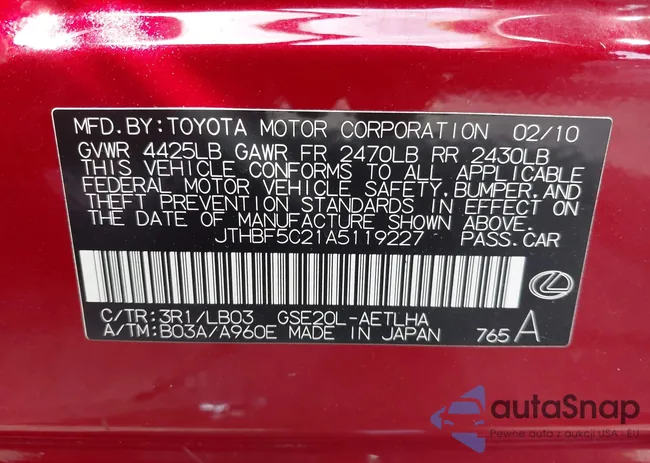 JTHBF5C21A5119227: 43194389