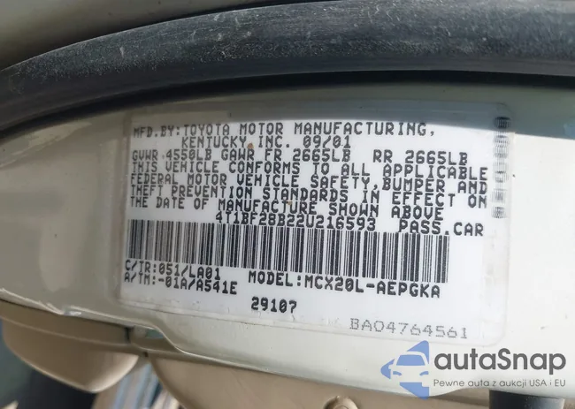 4T1BF28B22U216593: 43194427