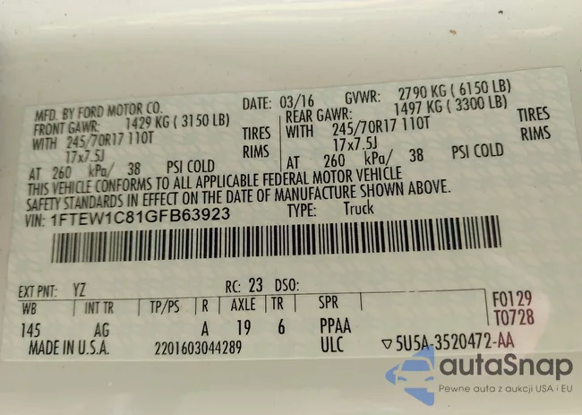 1FTEW1C81GFB63923: 43194555