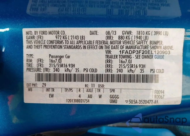 1FADP3F20EL120903: 43193620