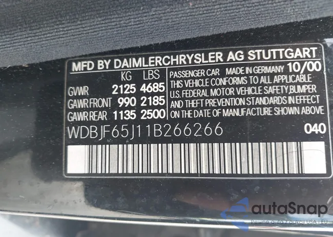 WDBJF65J11B266266: 43193646