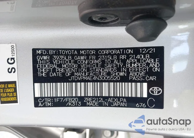 JTDVPMAE4N3005520: 43193697