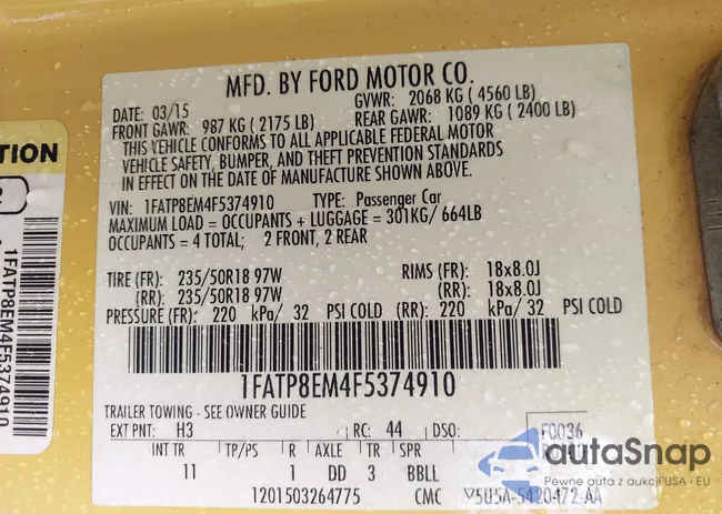 1FATP8EM4F5374910: 43193719