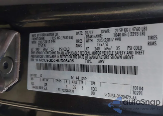 1FMCU9GD0HUD06405: 43193740